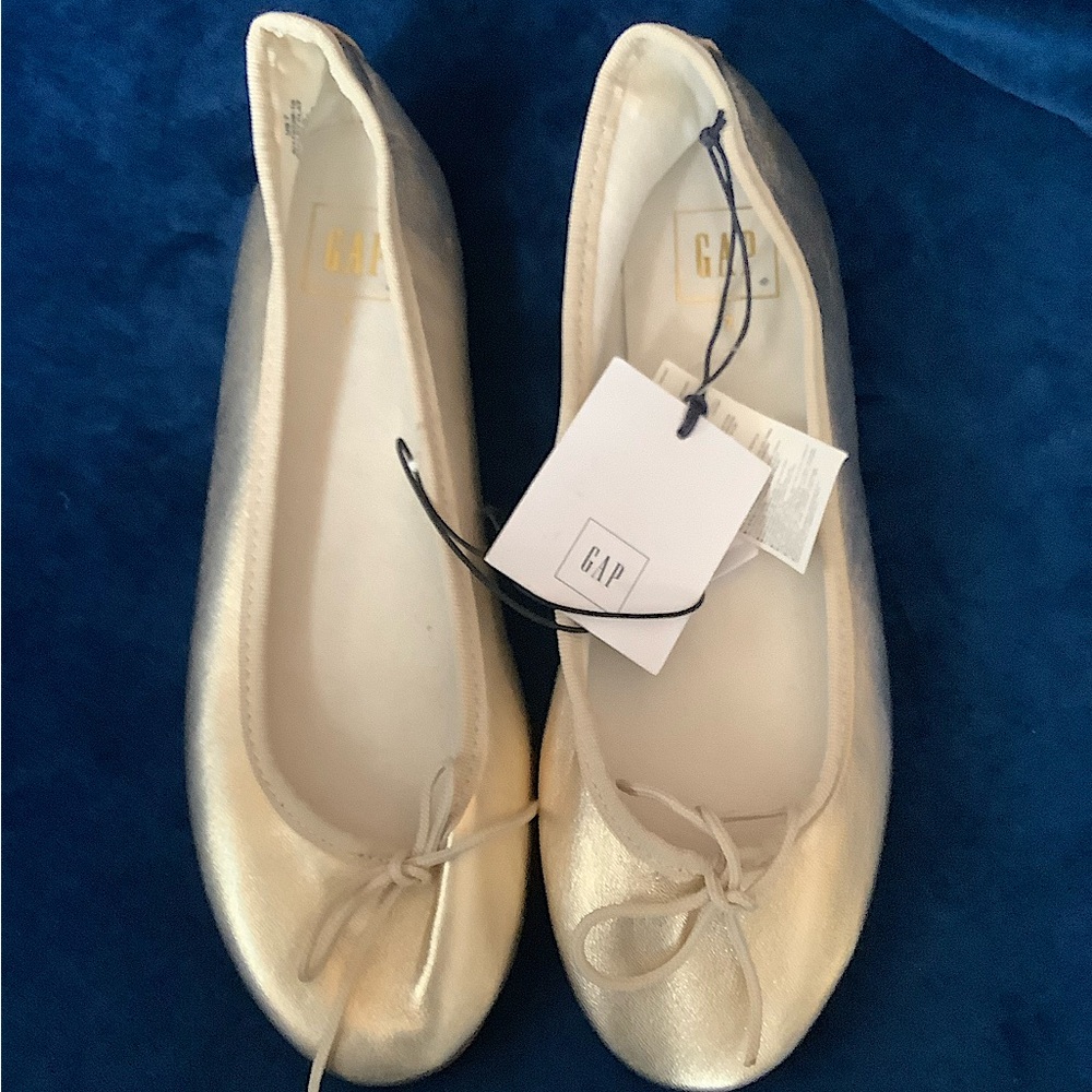 GAP Gold Metallic Leather Ballet Flats NWT